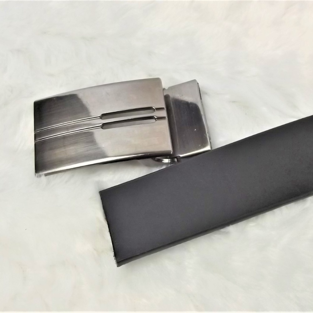 🍃Men's Black Leather Belt Adjustable 38" - Picture 5 of 6